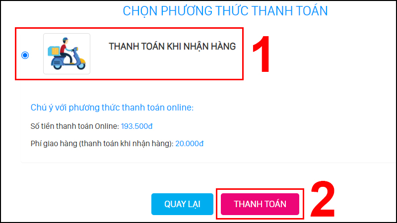 Chọn phương thức thanh toán phù hợp